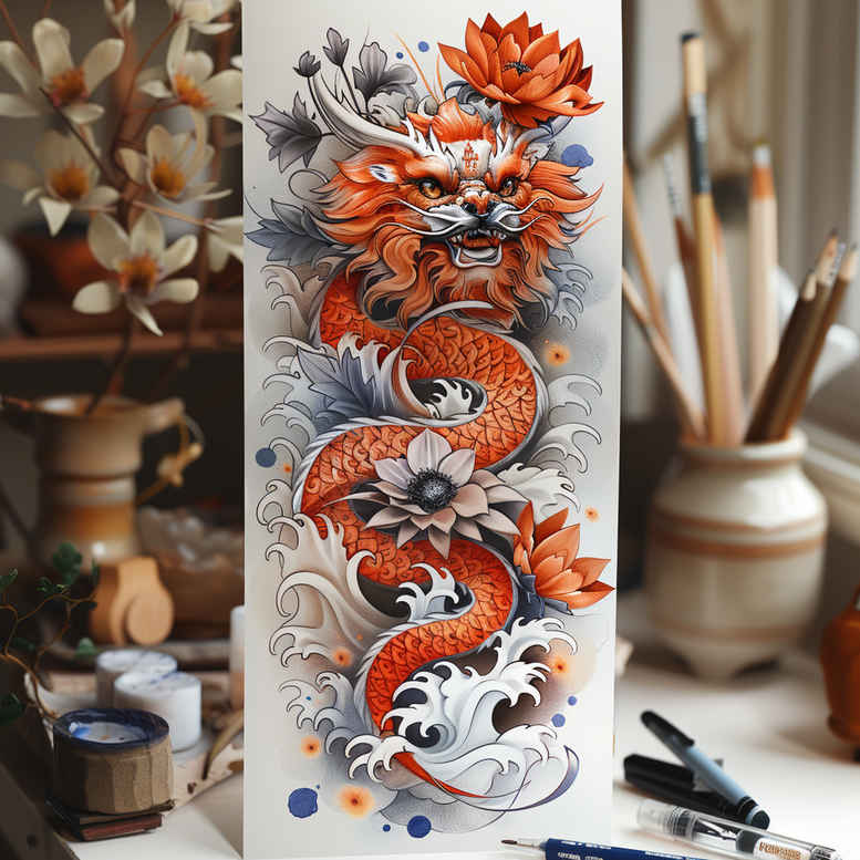 dragons tattoo design ideas Realism sharp focus fierce for back of neck