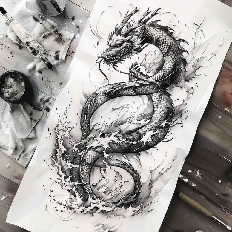 dragons tattoo design ideas realistic contrast fierce for stomach