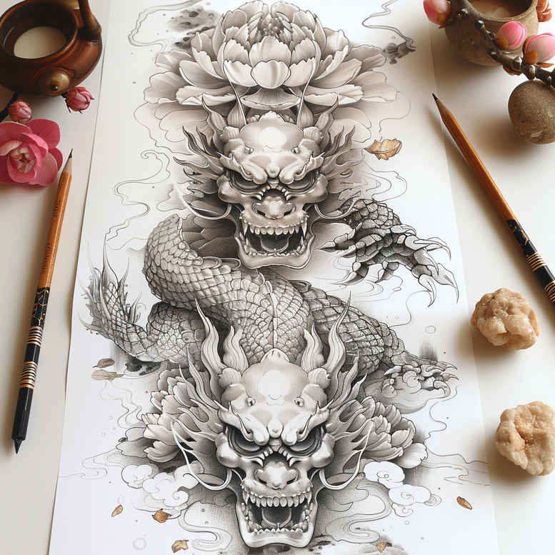 dragons tattoo design ideas Surrealism altered reality fierce pose for upper chest