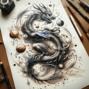 dragons tattoo design ideas Realism seamless blend fierce pose represents endurance