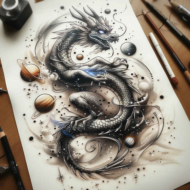 dragons tattoo design ideas Realism seamless blend fierce pose represents endurance