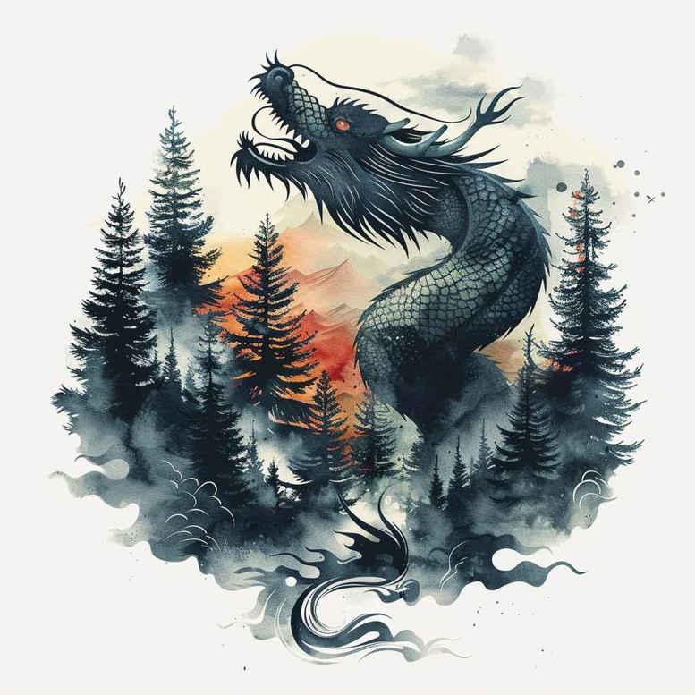 dragons tattoo design ideas refined lines fierce pose strength and power