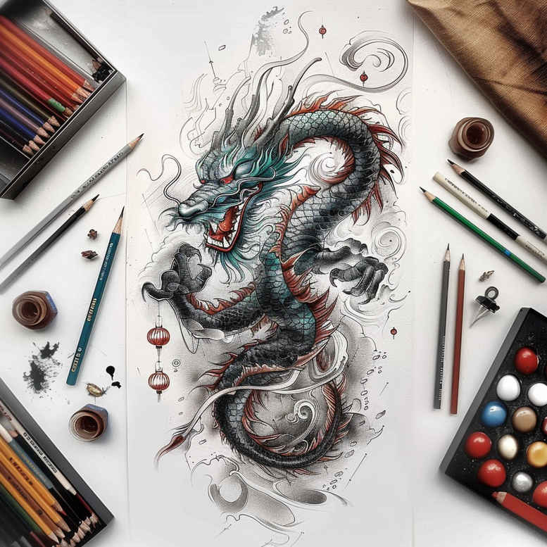 dragons tattoo design ideas clean contrast fierce silhouette meaning resilience