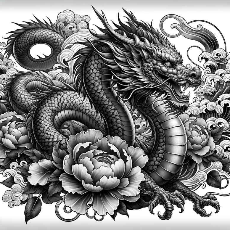dragons tattoo design ideas Surrealism hyperreal fierce silhouette symbol of resilience