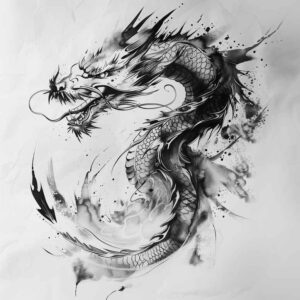 dragons tattoo design ideas refined lines fire breath for chest