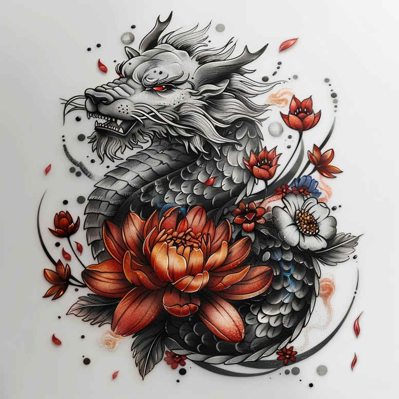 dragons tattoo design ideas color depth fire breath meaning determination