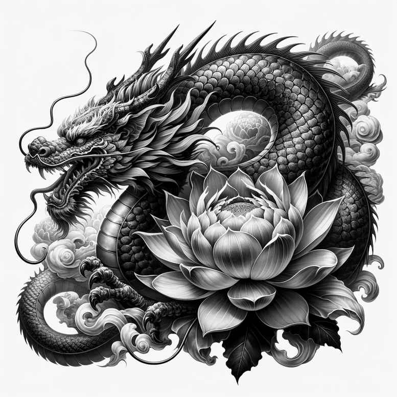 dragons tattoo design ideas wide-angle fire courage and power
