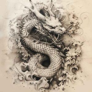 dragons tattoo design ideas CGI-rendered fire for lower chest