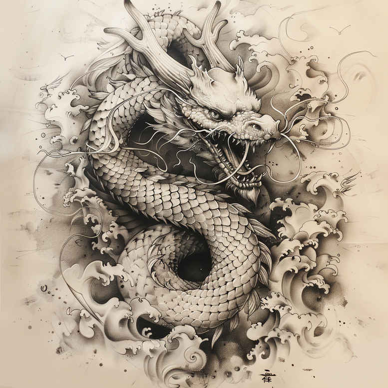 dragons tattoo design ideas CGI-rendered fire for lower chest