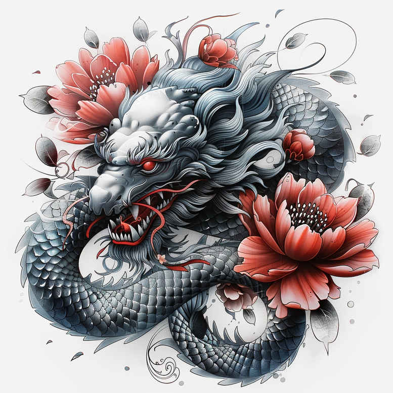 dragons tattoo design ideas photo-realistic fire shows determination