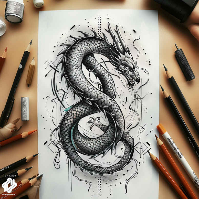 dragons tattoo design ideas layered fill fire symbol of courage