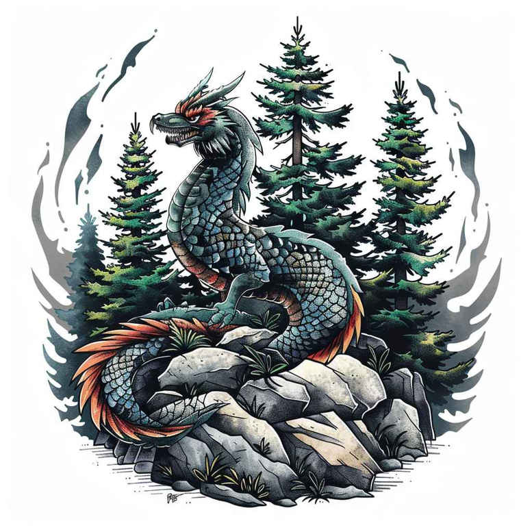 dragons tattoo design ideas Surrealism dreamlike flame effect perseverance and power