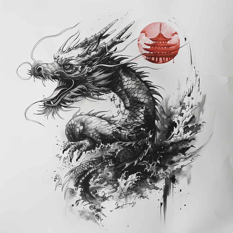 dragons tattoo design ideas realistic flame effect represents perseverance