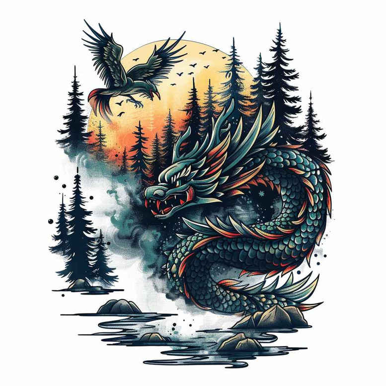 dragons tattoo design ideas accent shading flame for elbow