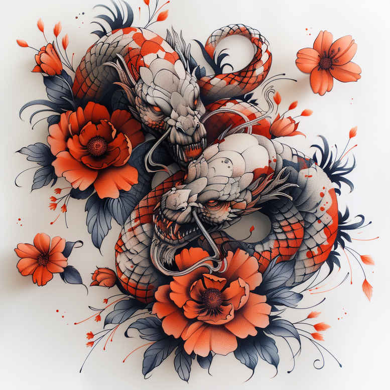 dragons tattoo design ideas Surrealism phantasmagoria flame for hip