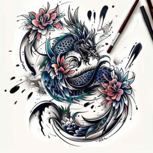 dragons tattoo design ideas bold highlights flame shows strength