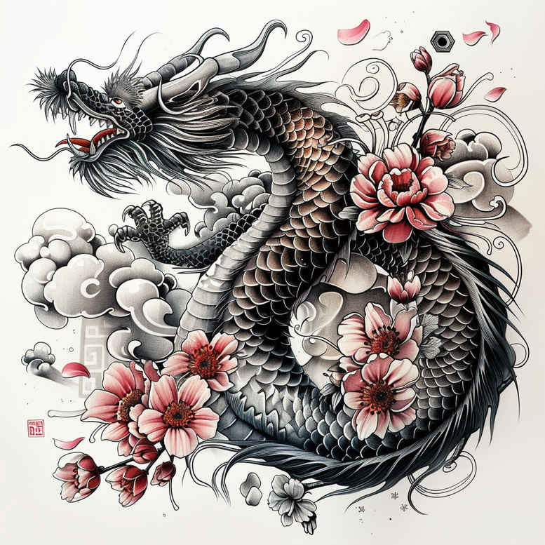dragons tattoo design ideas realistic movement flame stands for strength