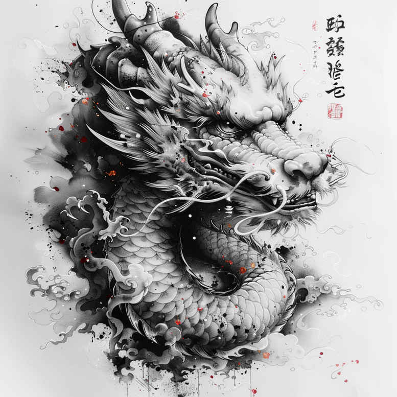 dragons tattoo design ideas Surrealism phantom shadows guardian strength and power