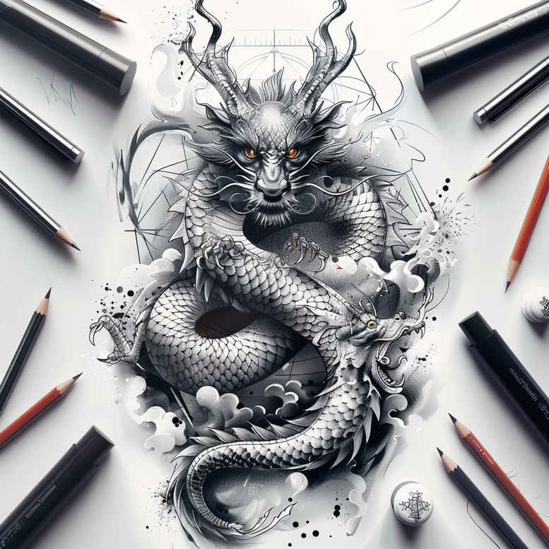 dragons tattoo design ideas soft-focus mystical aura determination and power