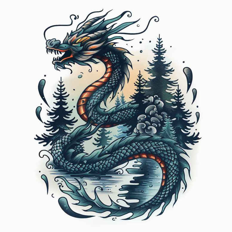dragons tattoo design ideas geometric mystical aura embodying determination
