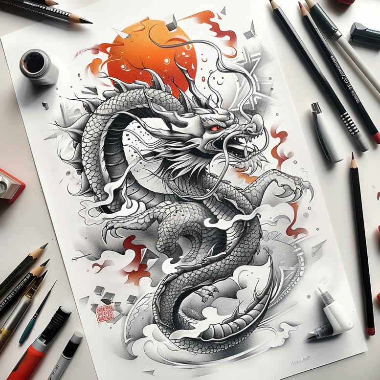 dragons tattoo design ideas contoured forms mystical aura for side torso