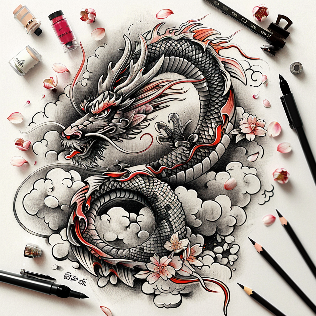 dragons tattoo design ideas soft-focus mystical aura stands for determination