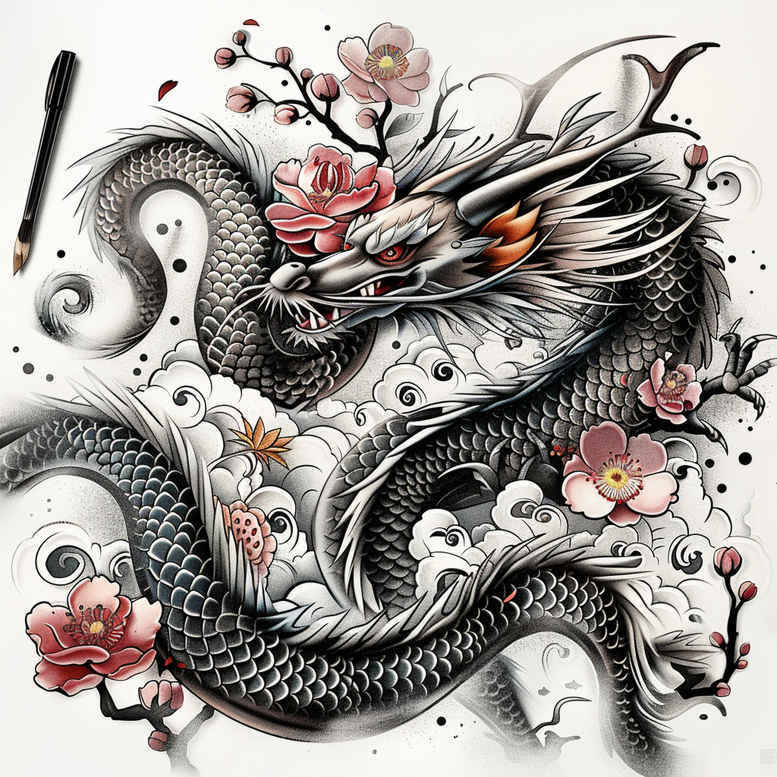 dragons tattoo design ideas close-up mystical embodying endurance