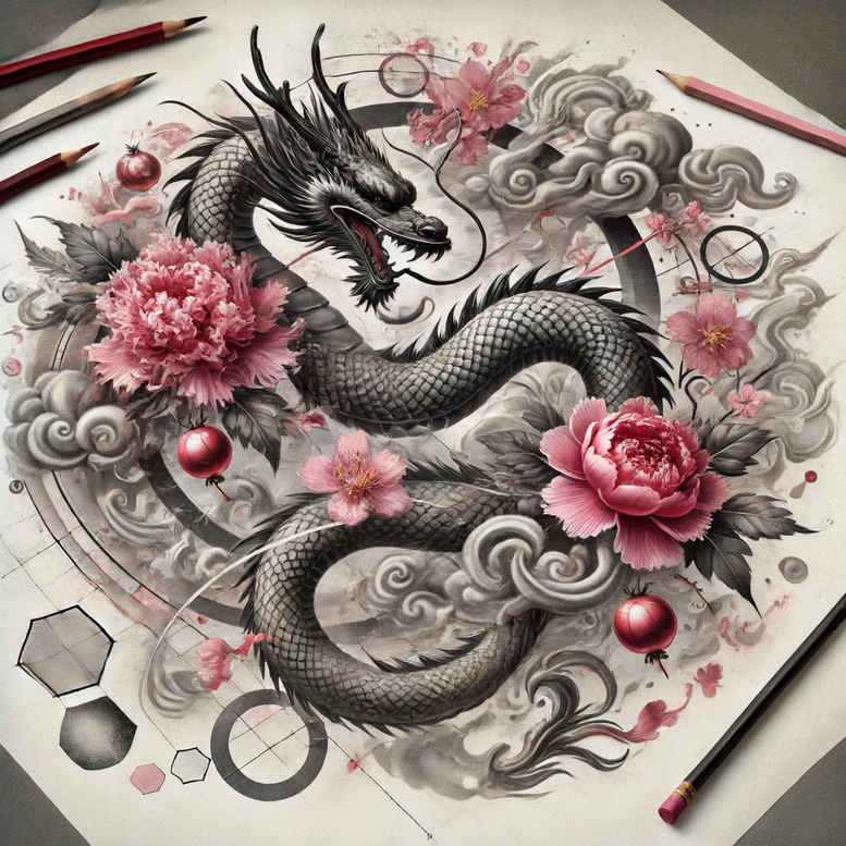 dragons tattoo design ideas Surrealism juxtaposition mythical for behind ear