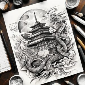 dragons tattoo design ideas atmospheric mythical for sternum