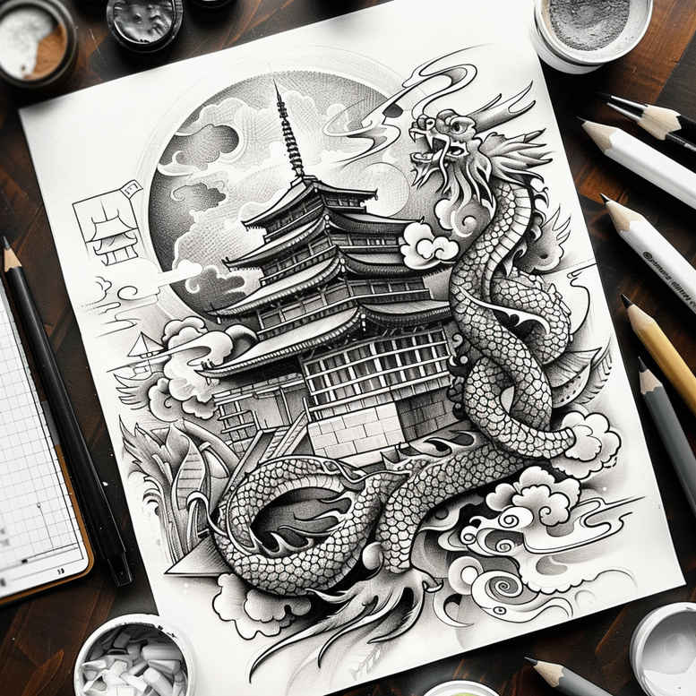 dragons tattoo design ideas Realism full detail mythical meaning perseverance