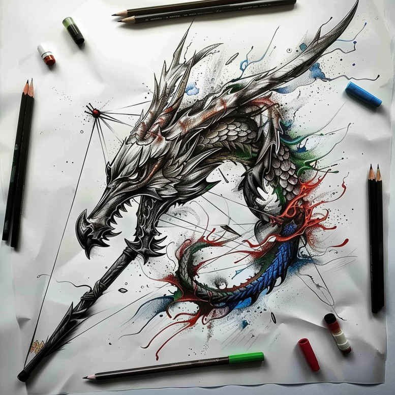dragons tattoo design ideas watercolor-style mythical power stands for resilience