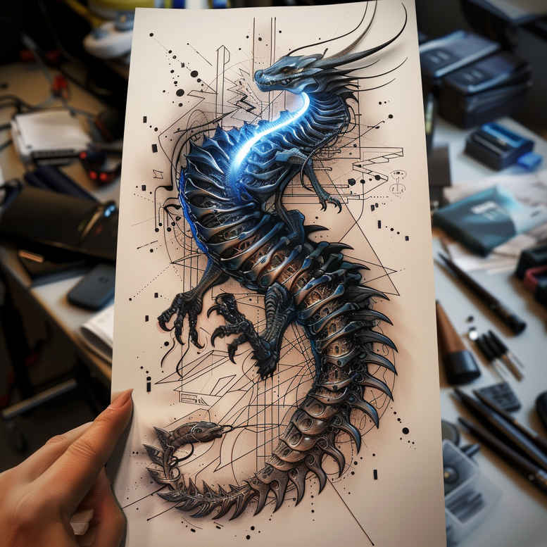 dragons tattoo design ideas Surrealism visual paradox mythical symbolising determination