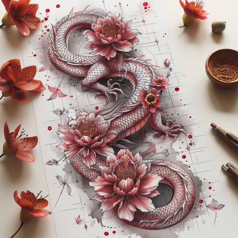 dragons tattoo design ideas Realism refined lines powerful for outer arm