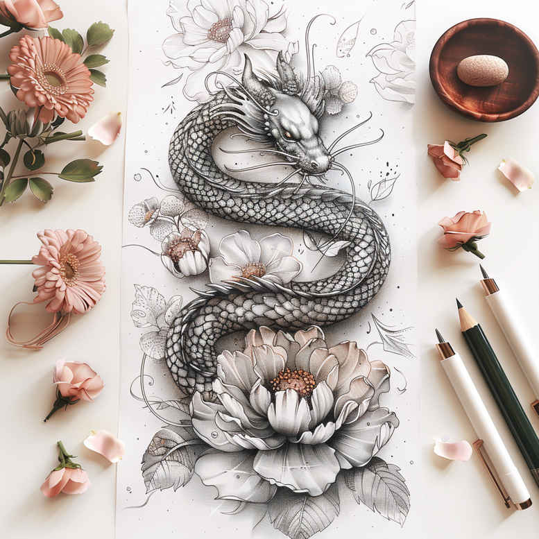 dragons tattoo design ideas Surrealism fluid forms powerful symbol of courage