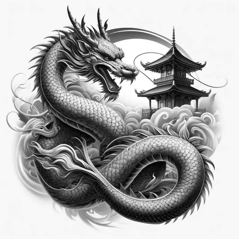 dragons tattoo design ideas Realism photo-like tattoo powerful wings for scapula