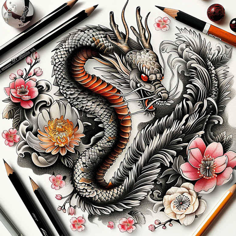 dragons tattoo design ideas Surrealism illusionary powerful wings represents determination