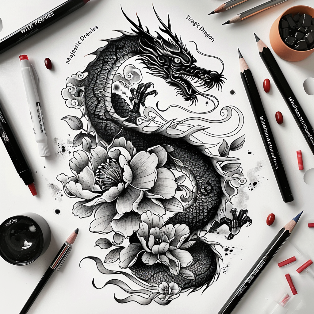 dragons tattoo design ideas layered fill roaring perseverance and power