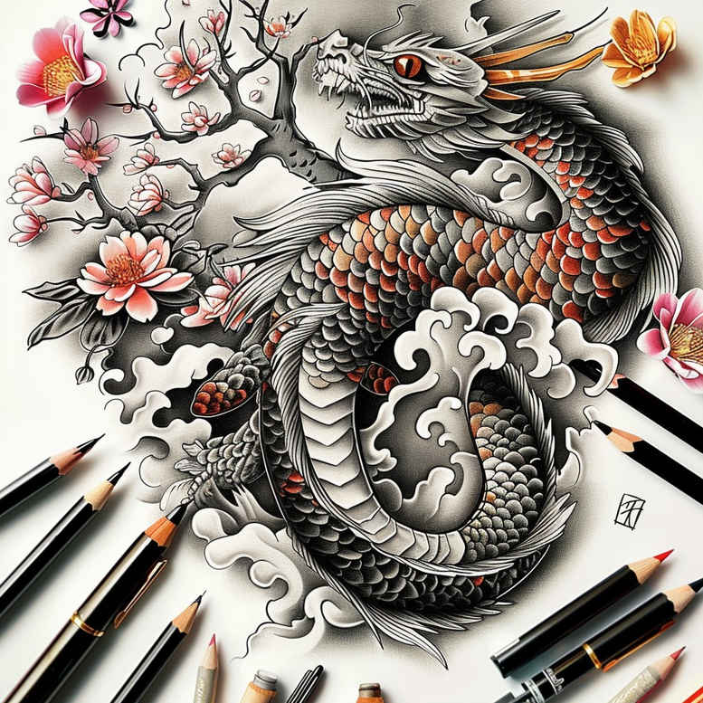 dragons tattoo design ideas Surrealism blurred boundaries scales for chest