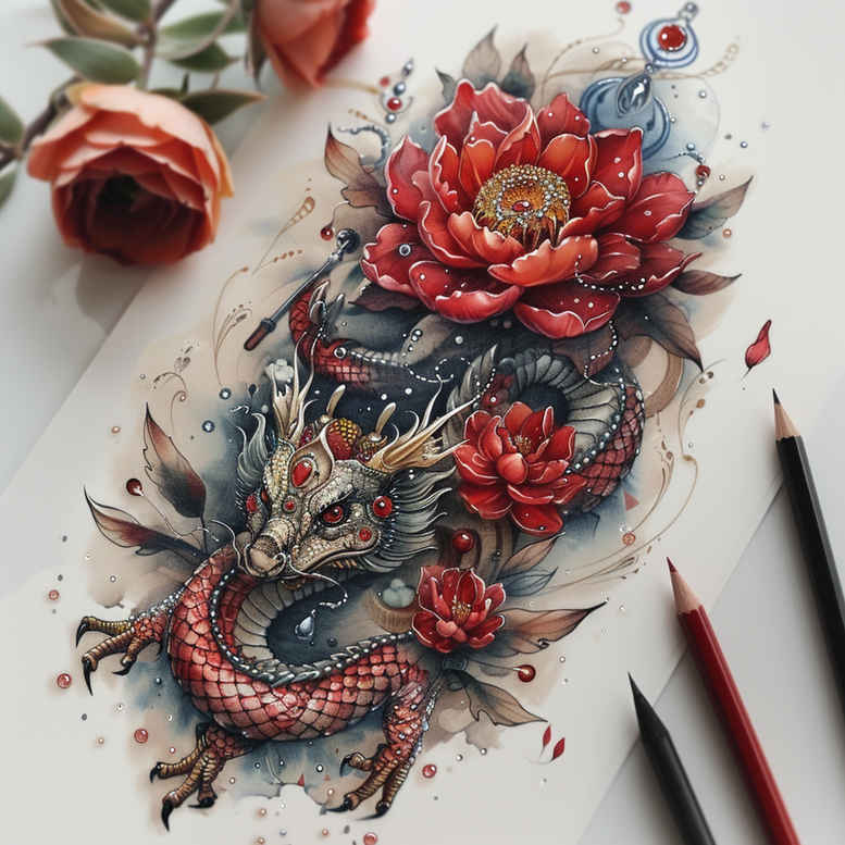 dragons tattoo design ideas Realism precise gradient serpentine body meaning determination