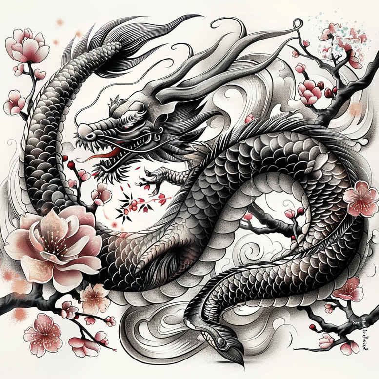 dragons tattoo design ideas defined outlines serpentine body symbolising courage
