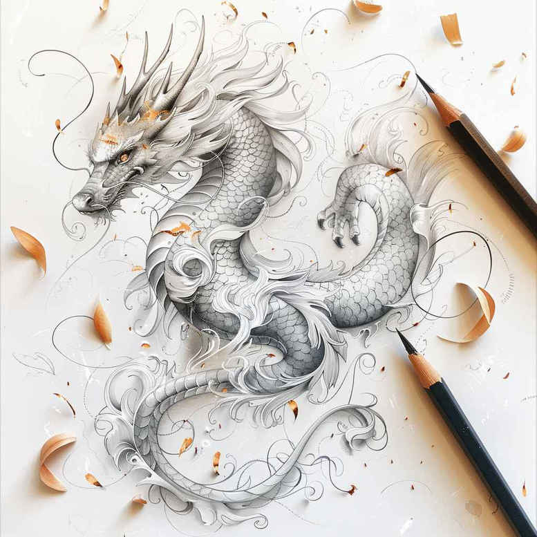 dragons tattoo design ideas bold outline serpentine body symbolising perseverance