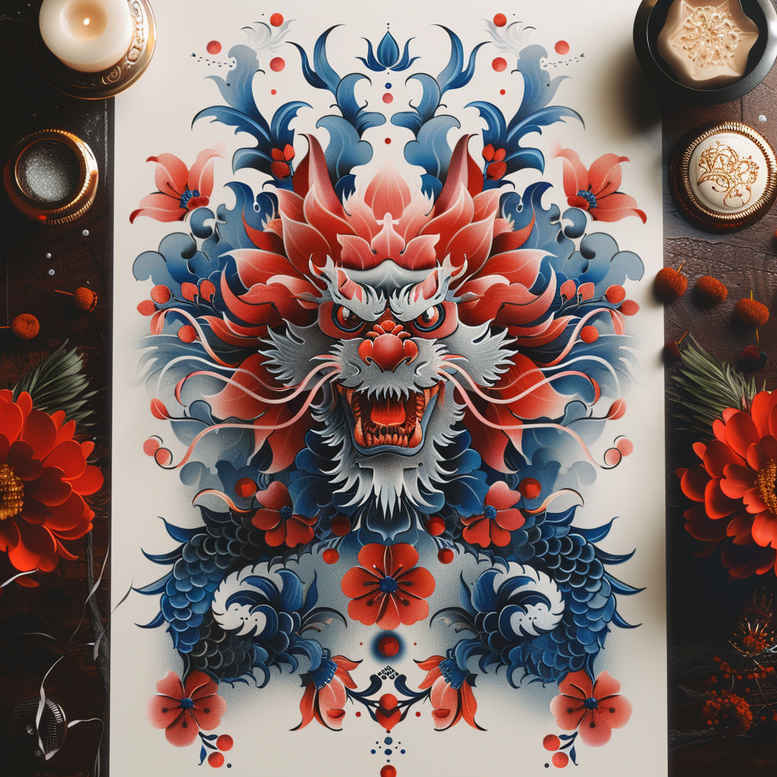 dragons tattoo design ideas vibrant palette serpentine for biceps