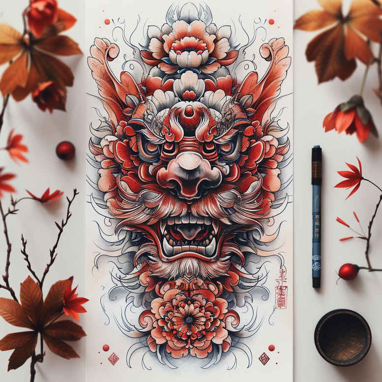 dragons tattoo design ideas fine-line shadow and light embodying courage