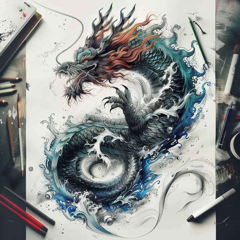 dragons tattoo design ideas solid blacks shadow and light for lower back
