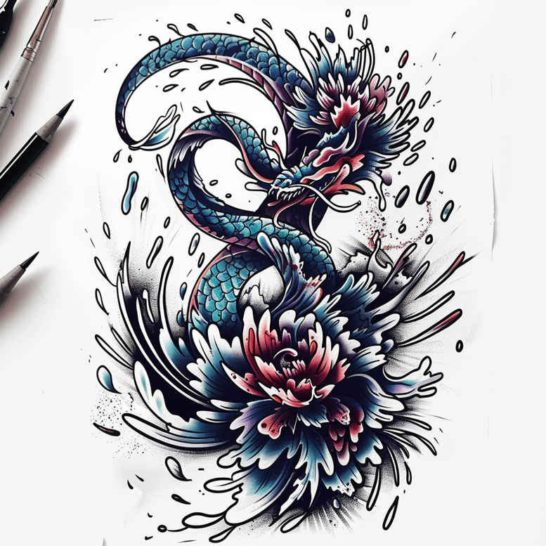 dragons tattoo design ideas true rendering strong lines for side