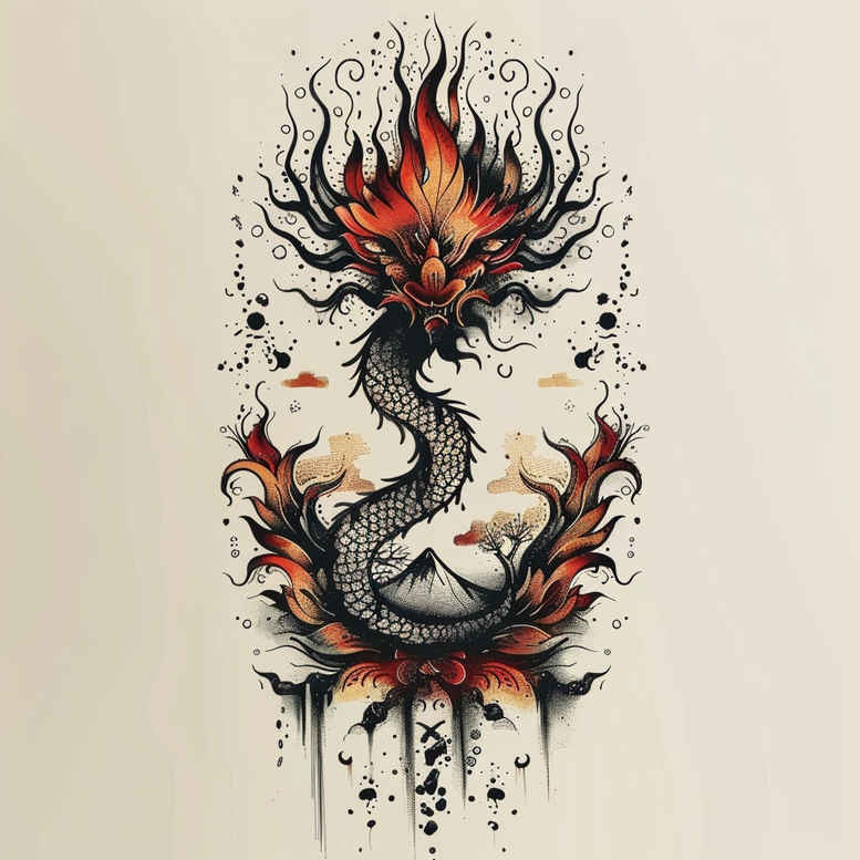 dragons tattoo design ideas watercolor-style tribal motifs for collarbone