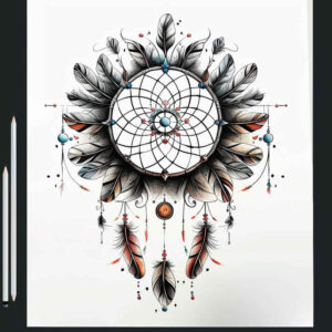 artistic-dreamcatcher – tattoo design ideas free ai generated – neotraditional-modern-classic – for-wrist – Gallery: dreamcatchers-inkby-ai