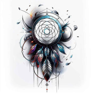 artistic-dreamcatcher – tattoo design ideas free ai generated – realism-true-to-life – for-side – Gallery: dreamcatchers-inkby-ai