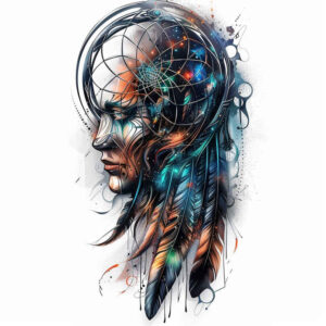 black-and-grey-dreamcatcher – tattoo design ideas free ai generated – neotraditional-vivid-detail – for-inner-arm – Gallery: dreamcatchers-inkby-ai