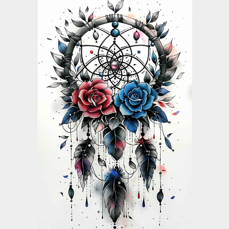 boho-dreamcatcher – tattoo design ideas free ai generated – realism-gradient-tones – for-biceps – Gallery: dreamcatchers-inkby-ai